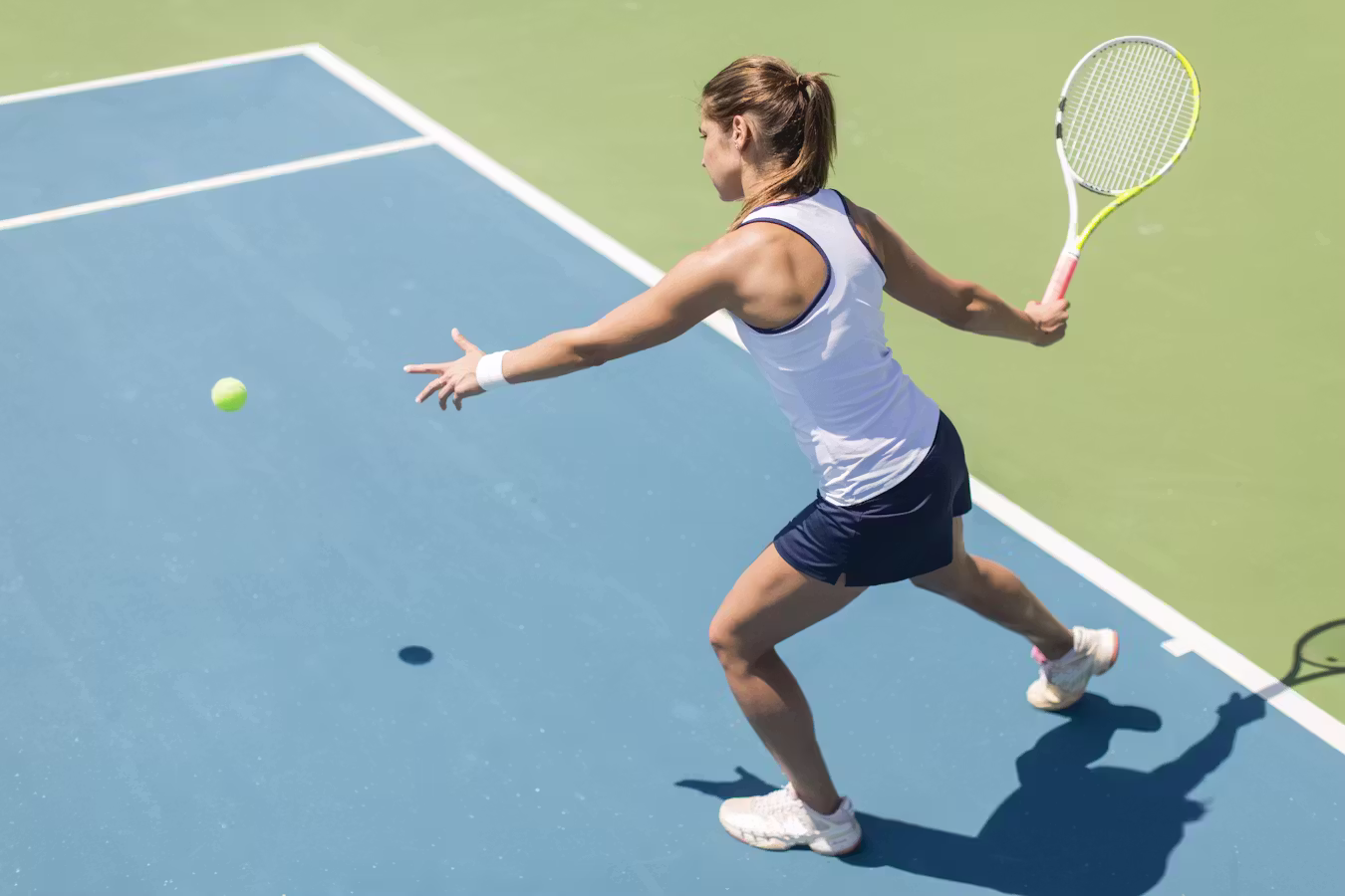Player in action on a hard court
